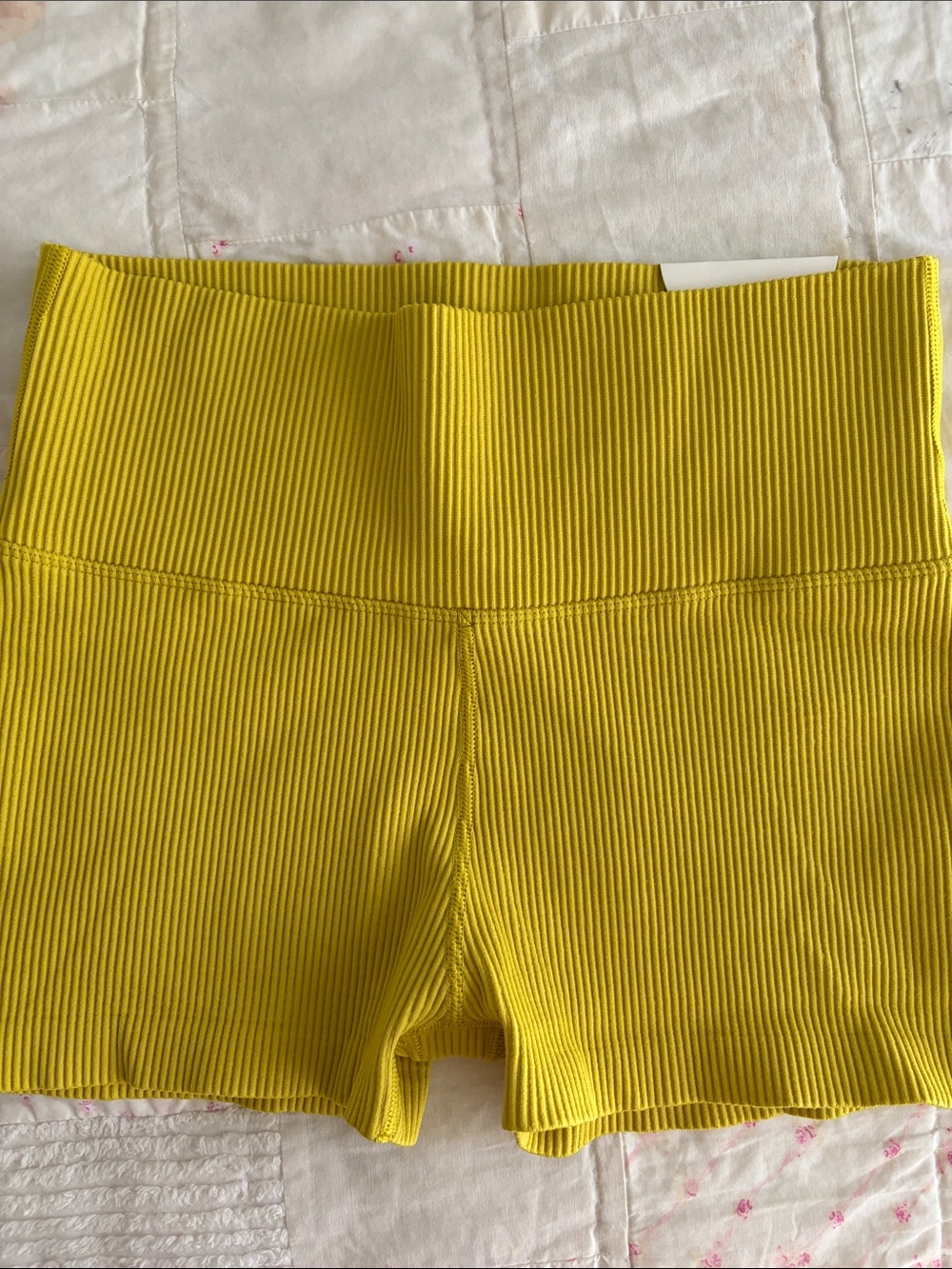 High-Waist Ribbed Bike Shorts in Yellow